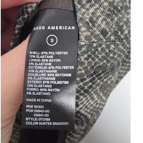 Good American Asymmetrical Neck Mesh Sleeve Snakeskin Crop Top NEW Women's Large - Picture 8 of 10